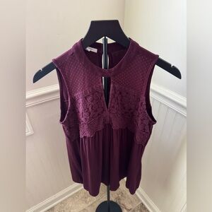 Maurices Burgundy Sleeveless Lace Blouse